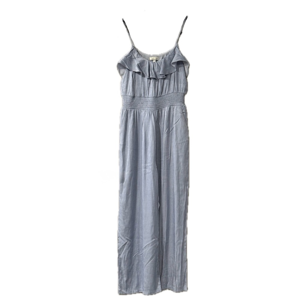 Speechless Light Blue Ruffled Smocked Waist Jumpsuit XL - With Pockets!
